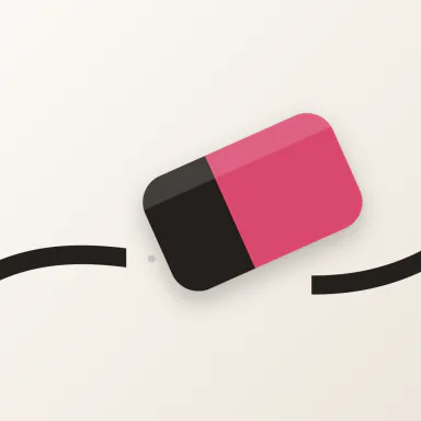 Mend app icon: a pink eraser rubbing out a line
