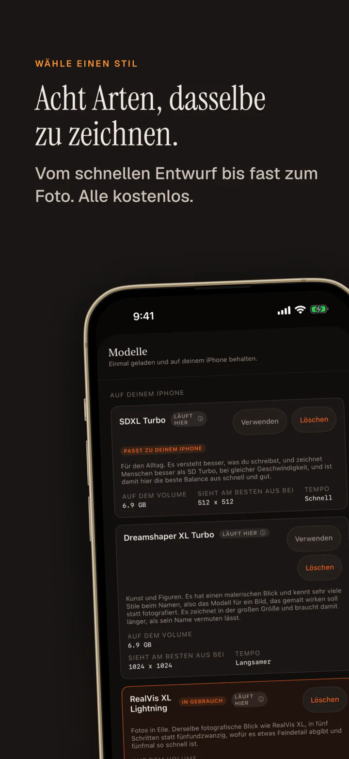 Die Modellliste von Kiln auf dem iPhone mit acht kostenlosen Modellen