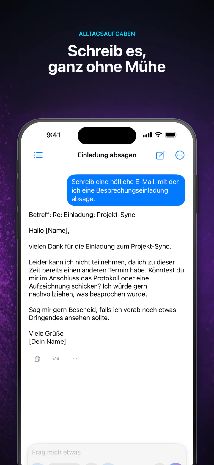 Ein Offline-Chat mit einem lokalen KI-Modell in LocalMind AI auf dem iPhone