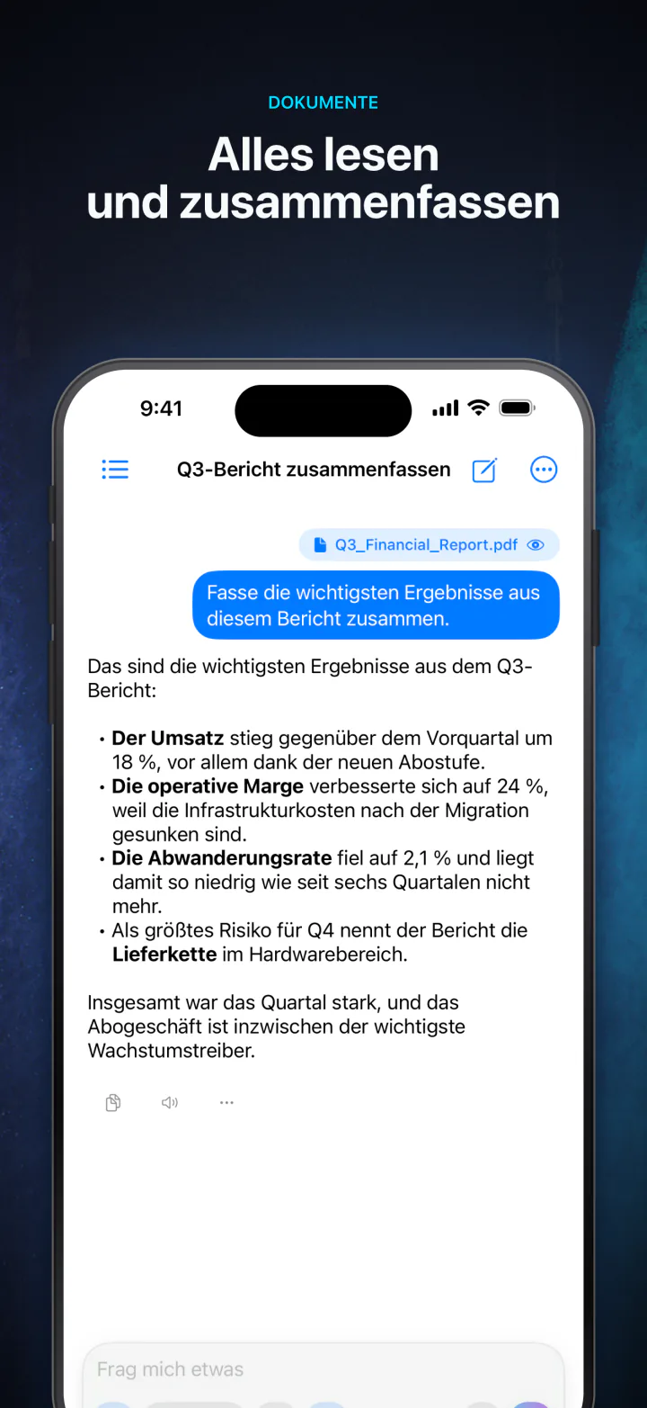 Ein PDF-Dokument wird in LocalMind AI privat auf dem Gerät analysiert