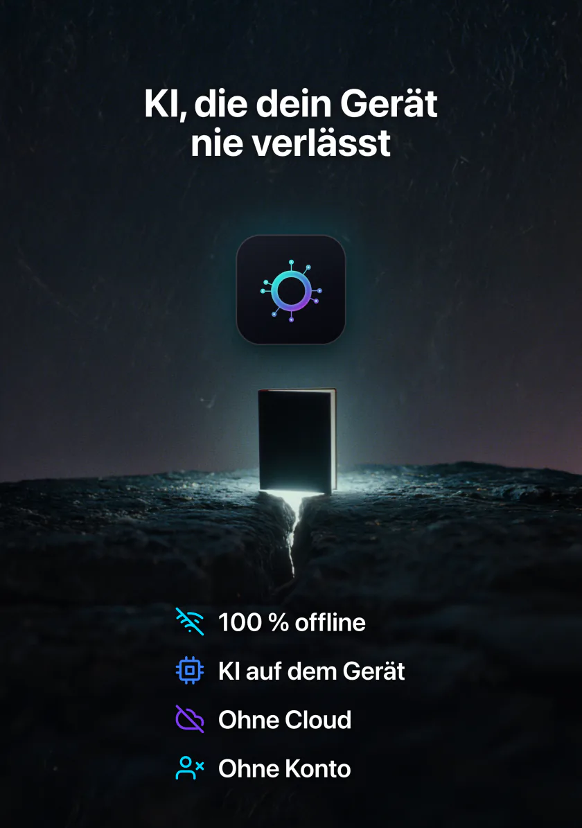 LocalMind AI auf dem aufgeklappten iPhone Duo: KI, die dein Gerät nie verlässt