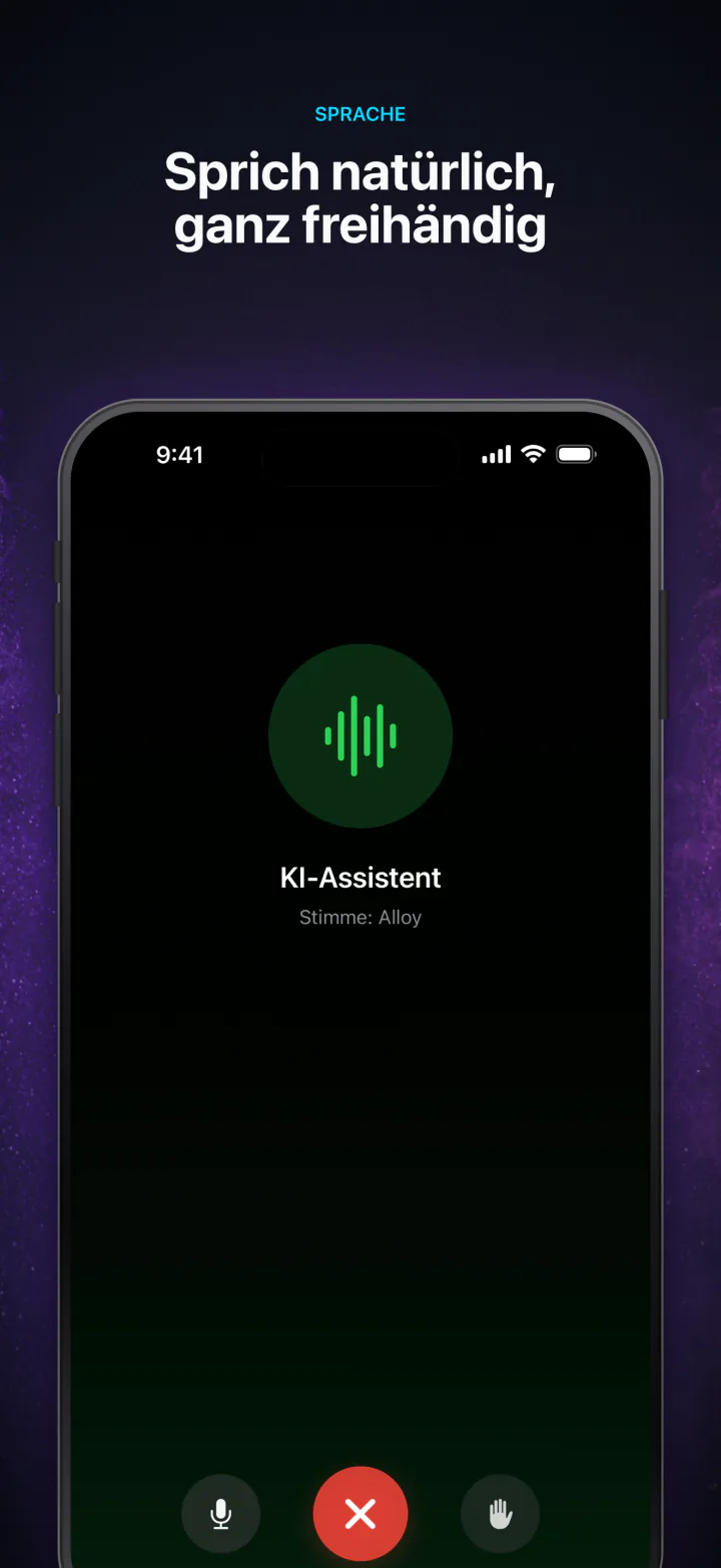 Ein freihändiges Sprachgespräch mit einer Offline-KI im Sprachmodus von LocalMind AI