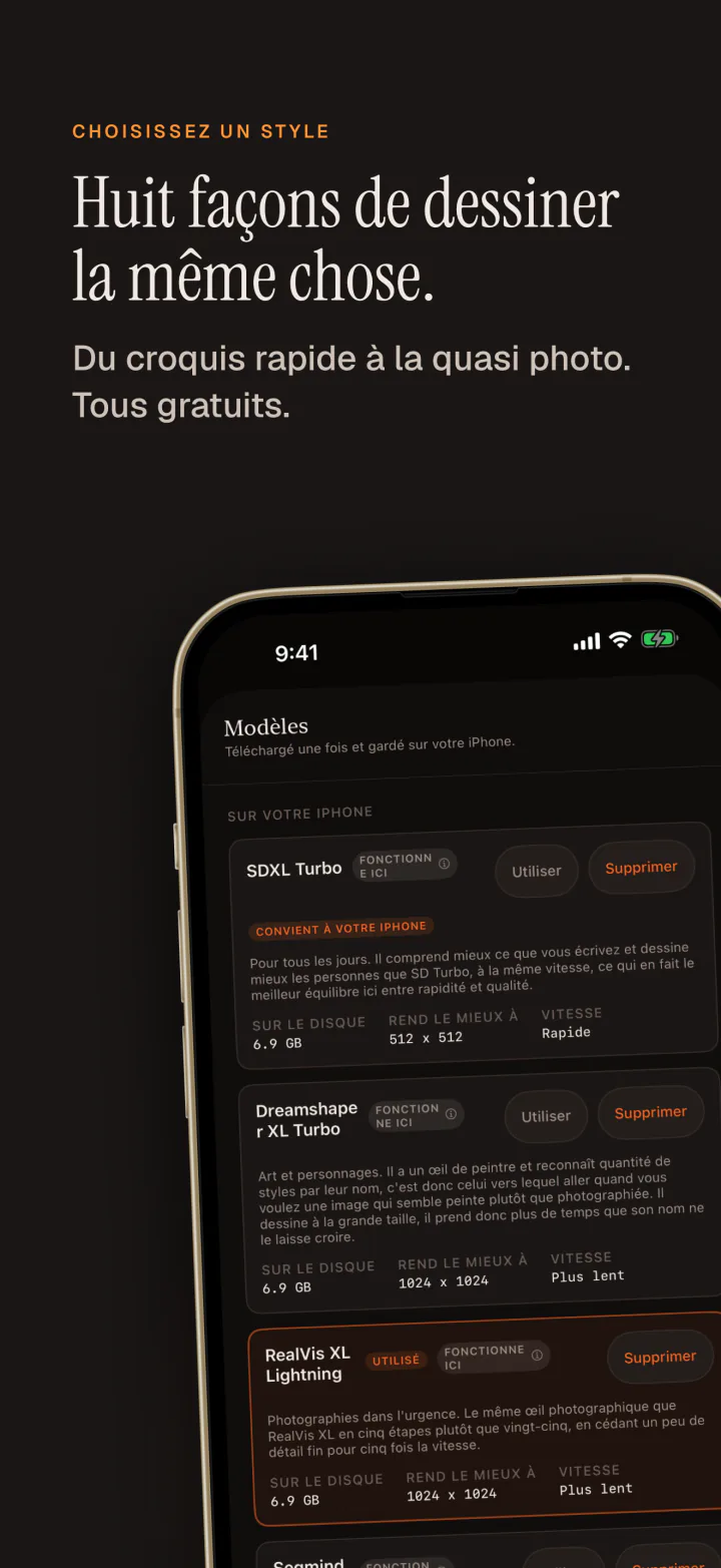 La liste des modèles de Kiln sur iPhone avec huit modèles gratuits