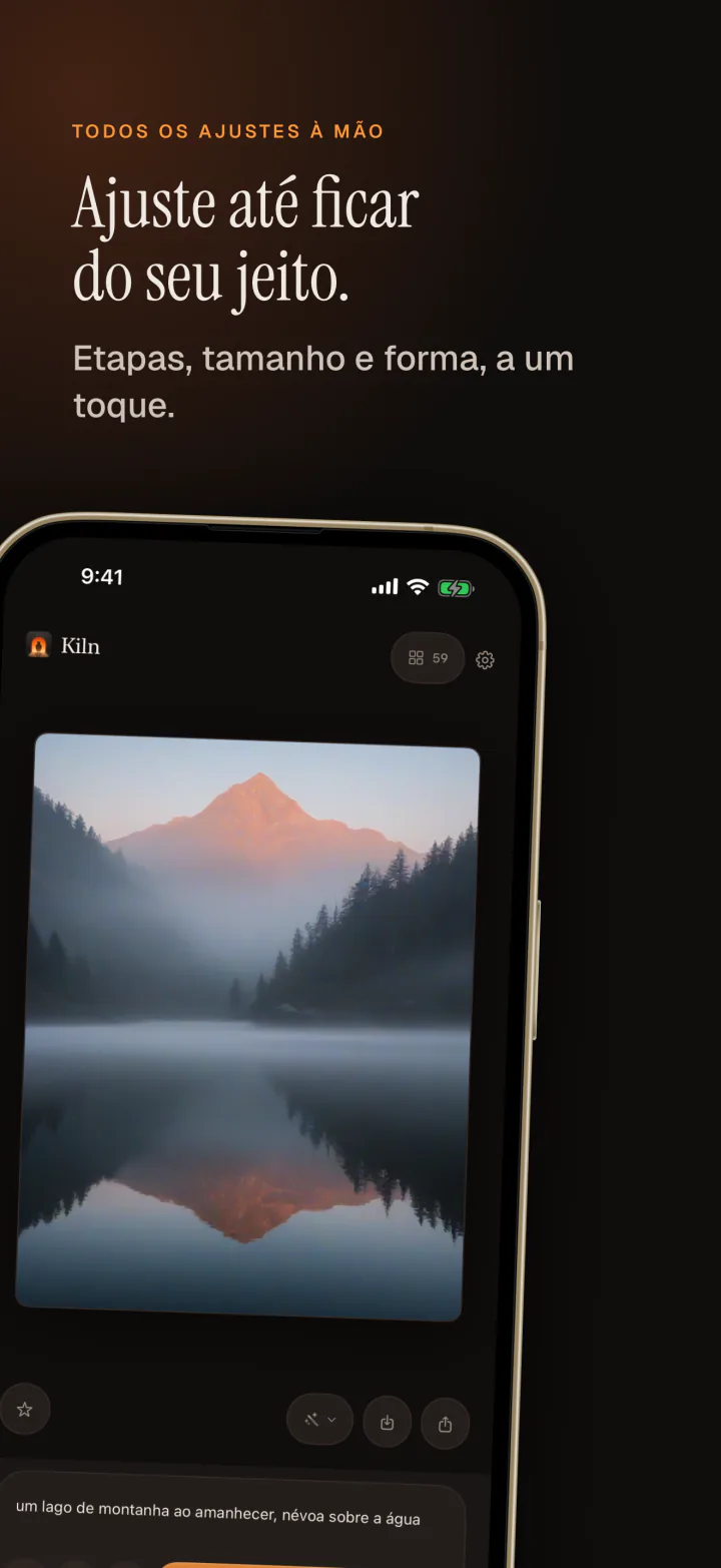 Kiln no iPhone: ajustar as etapas, o tamanho e a forma de uma imagem